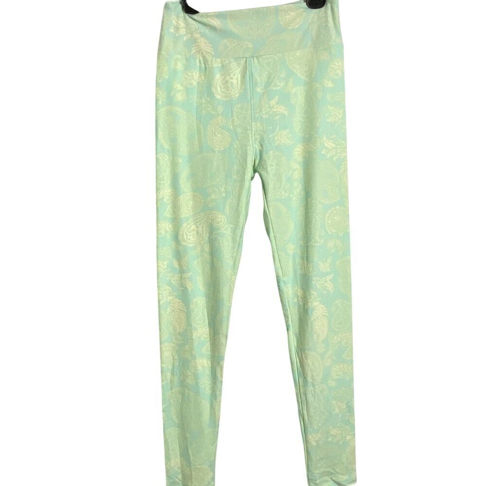 Lularoe Green Yellow Paisley Legging Soft Stretch One Size NWOT